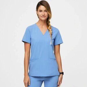 Figs Casma Three Pocket Scrub Top Ceil Blue S
